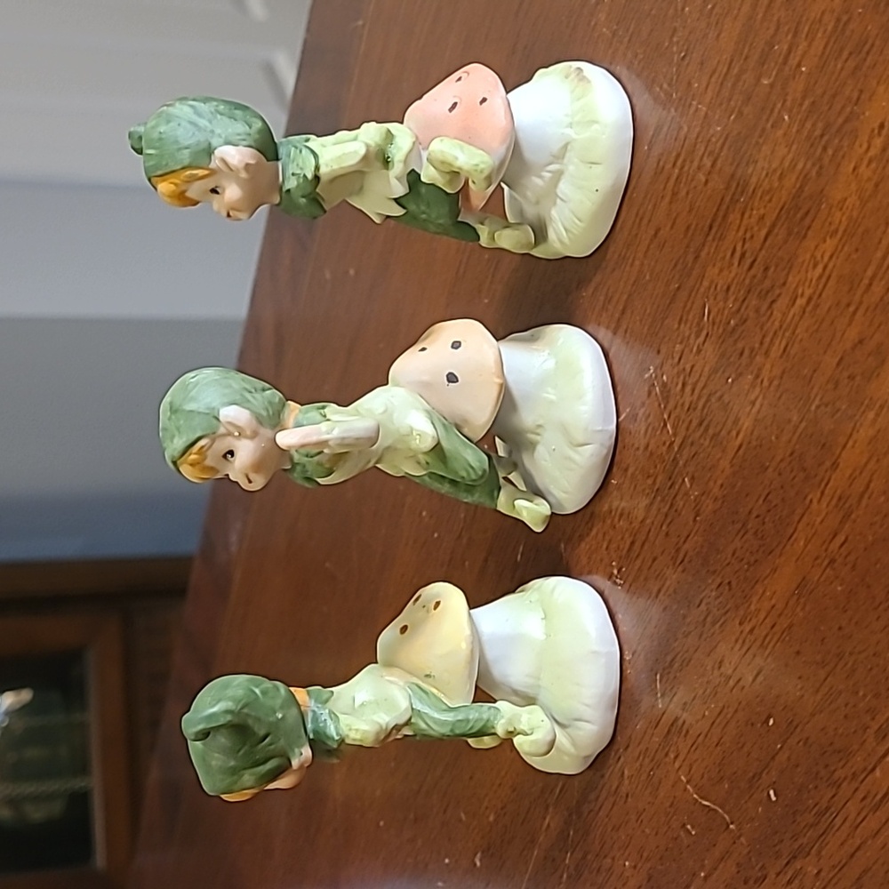 Set of 3 Pixie Elfs Ceramic Shelf Sitters Collectible Vintage - Picture 2 of 4